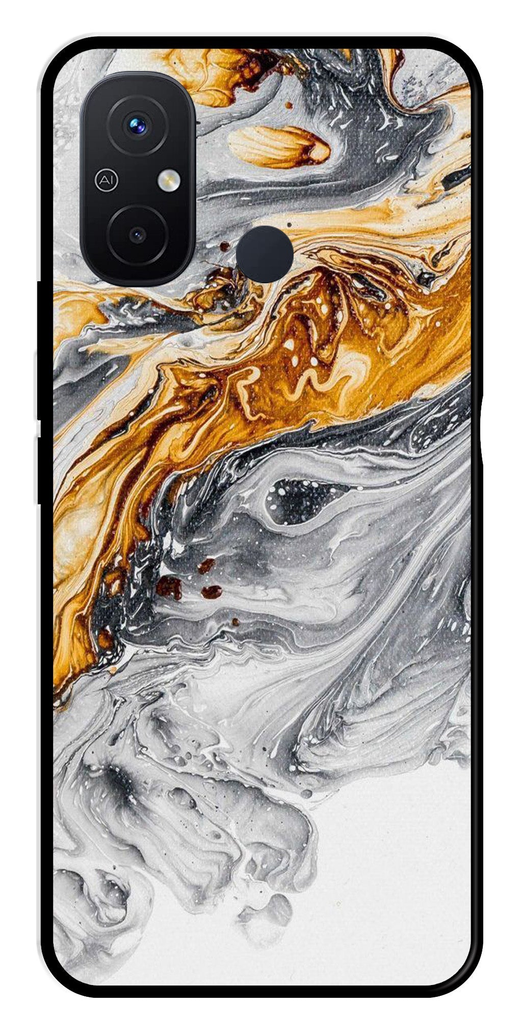 Marble Pattern Metal Mobile Case for Poco C55   (Design No -36)