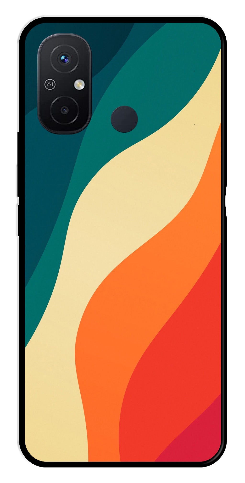 Muted Rainbow Metal Mobile Case for Poco C55   (Design No -39)