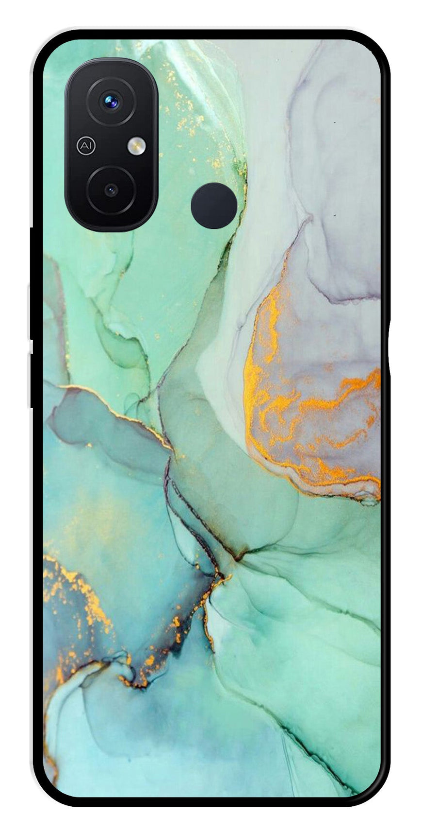 Marble Design Metal Mobile Case for Poco C55   (Design No -46)