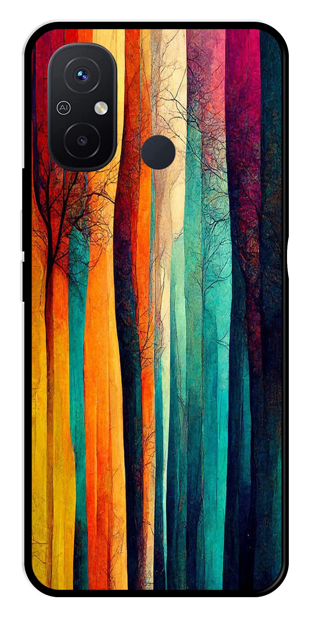 Modern Art Colorful Metal Mobile Case for Poco C55   (Design No -47)