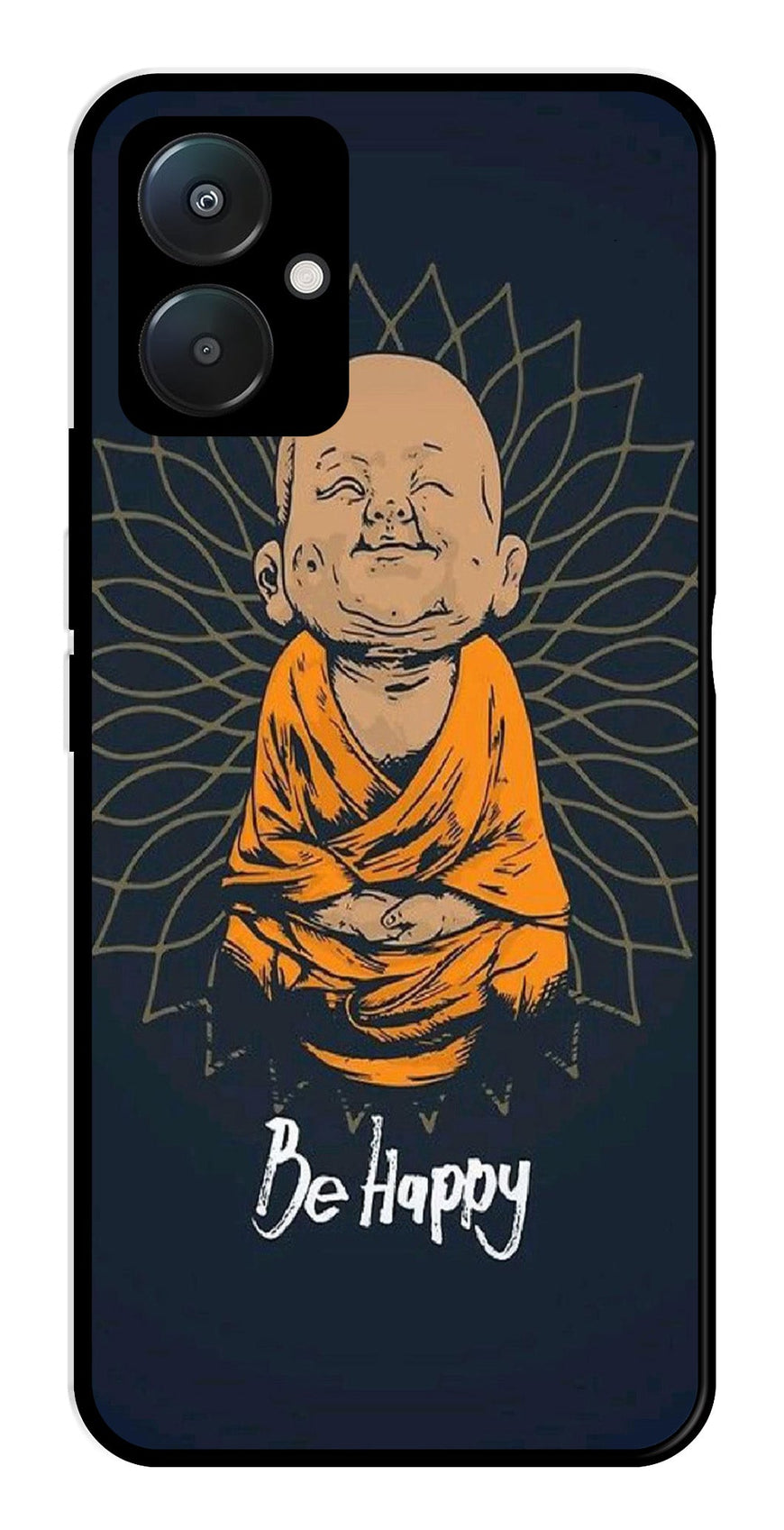 Be Happy Metal Mobile Case for Poco C65   (Design No -27)