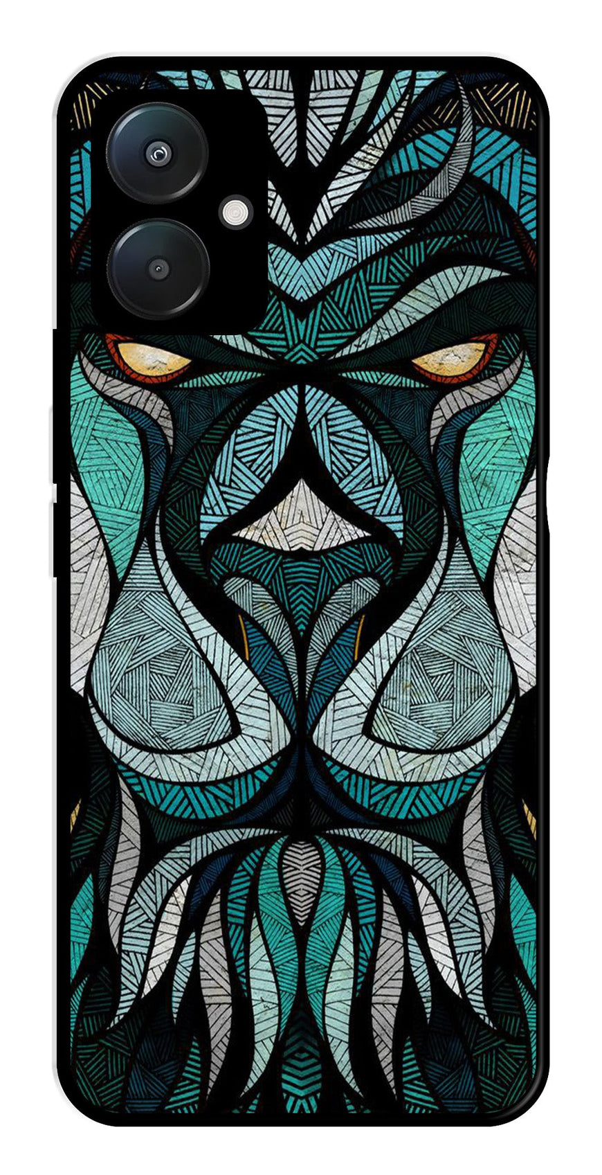 Lion Pattern Metal Mobile Case for Poco C65   (Design No -40)