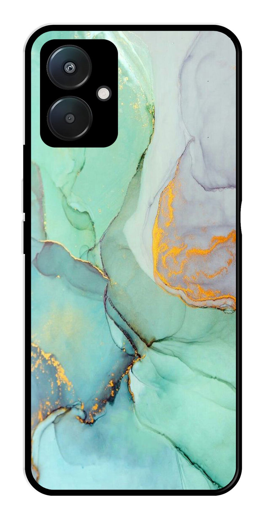 Marble Design Metal Mobile Case for Poco C65   (Design No -46)