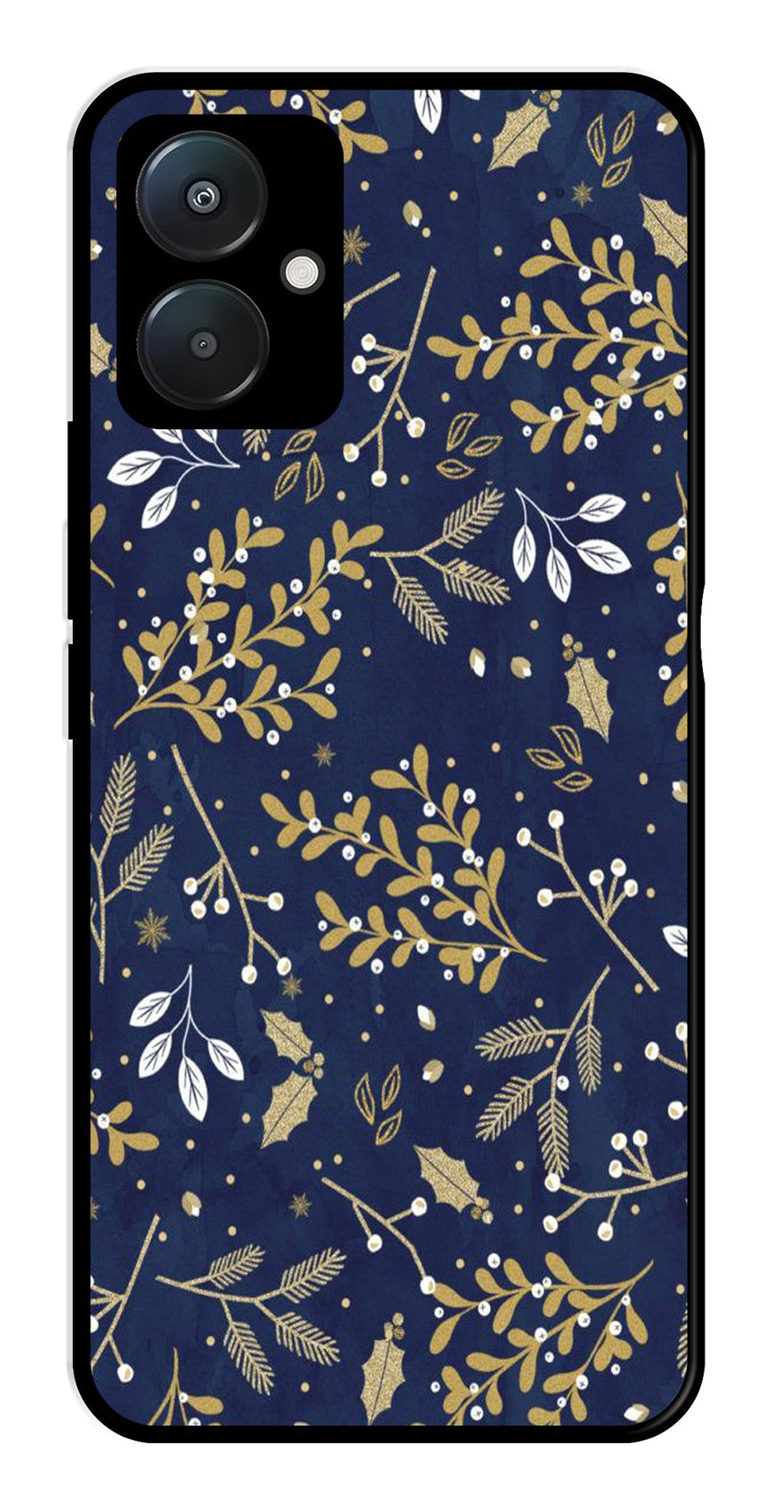 Floral Pattern  Metal Mobile Case for Poco C65   (Design No -52)