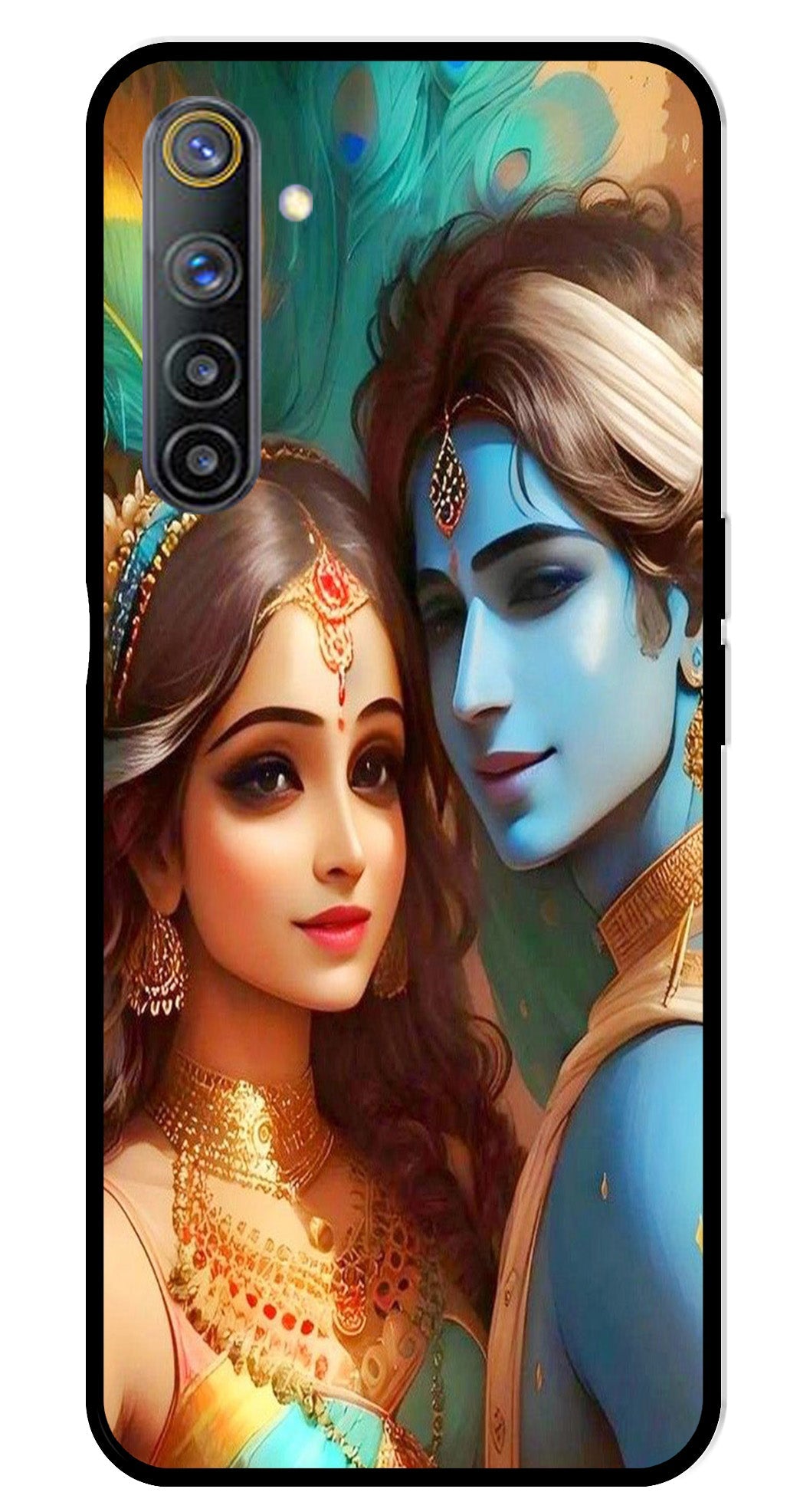 Lord Radha Krishna Metal Mobile Case for Realme 6   (Design No -01)