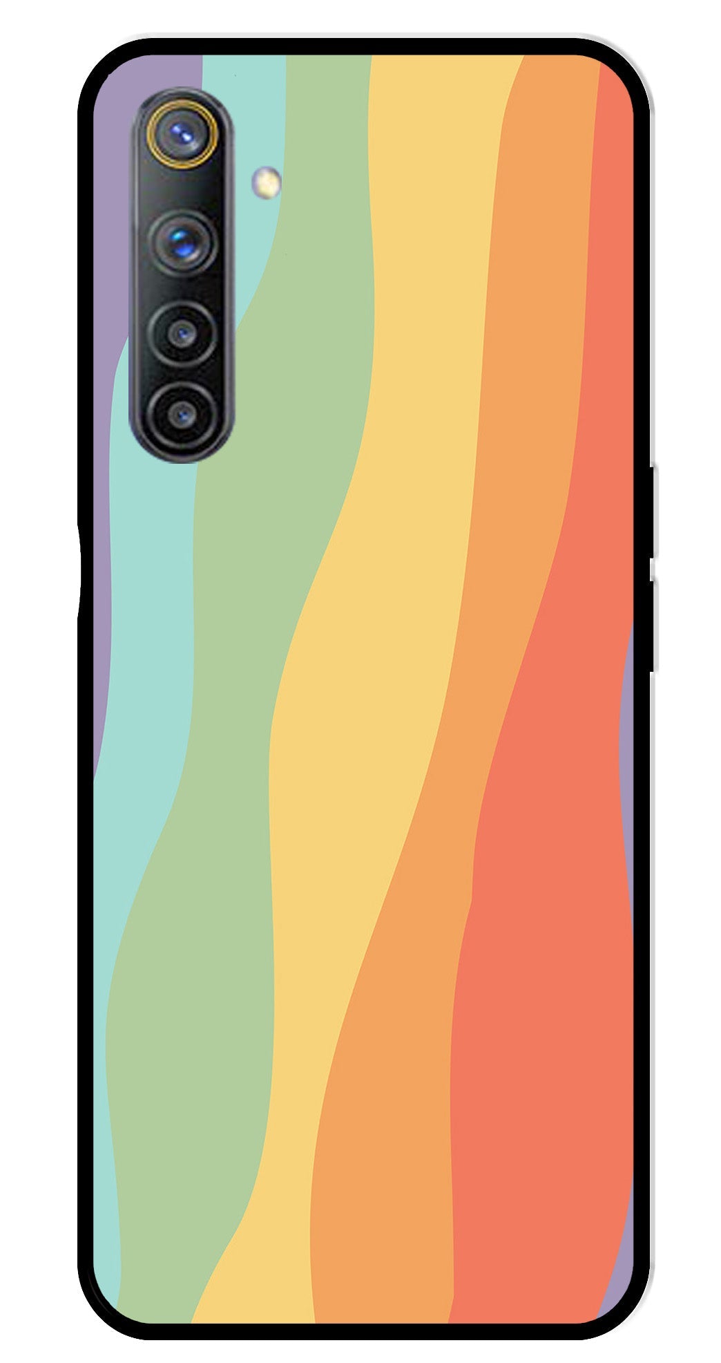 Muted Rainbow Metal Mobile Case for Realme 6   (Design No -02)