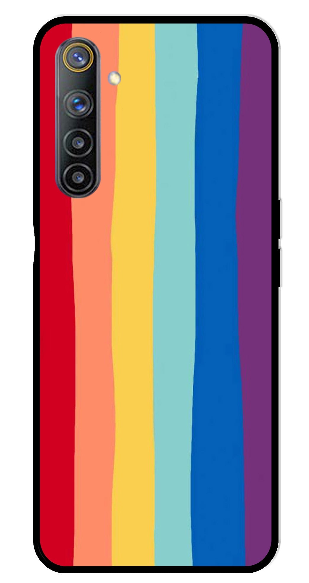 Rainbow MultiColor Metal Mobile Case for Realme 6   (Design No -03)