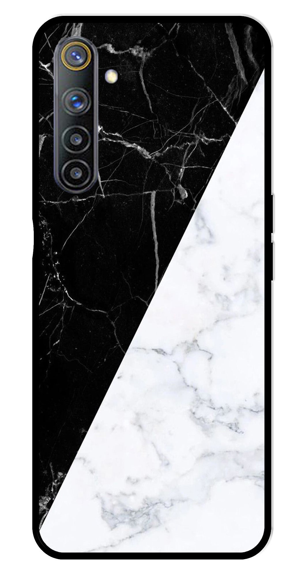 Black White Marble Design Metal Mobile Case for Realme 6   (Design No -09)