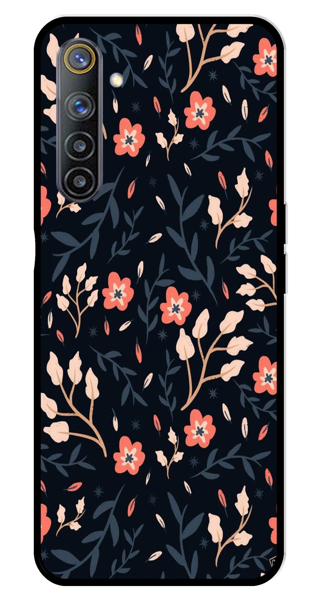 Floral Pattern Metal Mobile Case for Realme 6   (Design No -10)