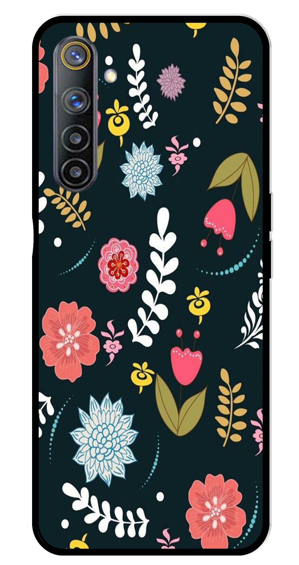 Floral Pattern2 Metal Mobile Case for Realme 6   (Design No -12)