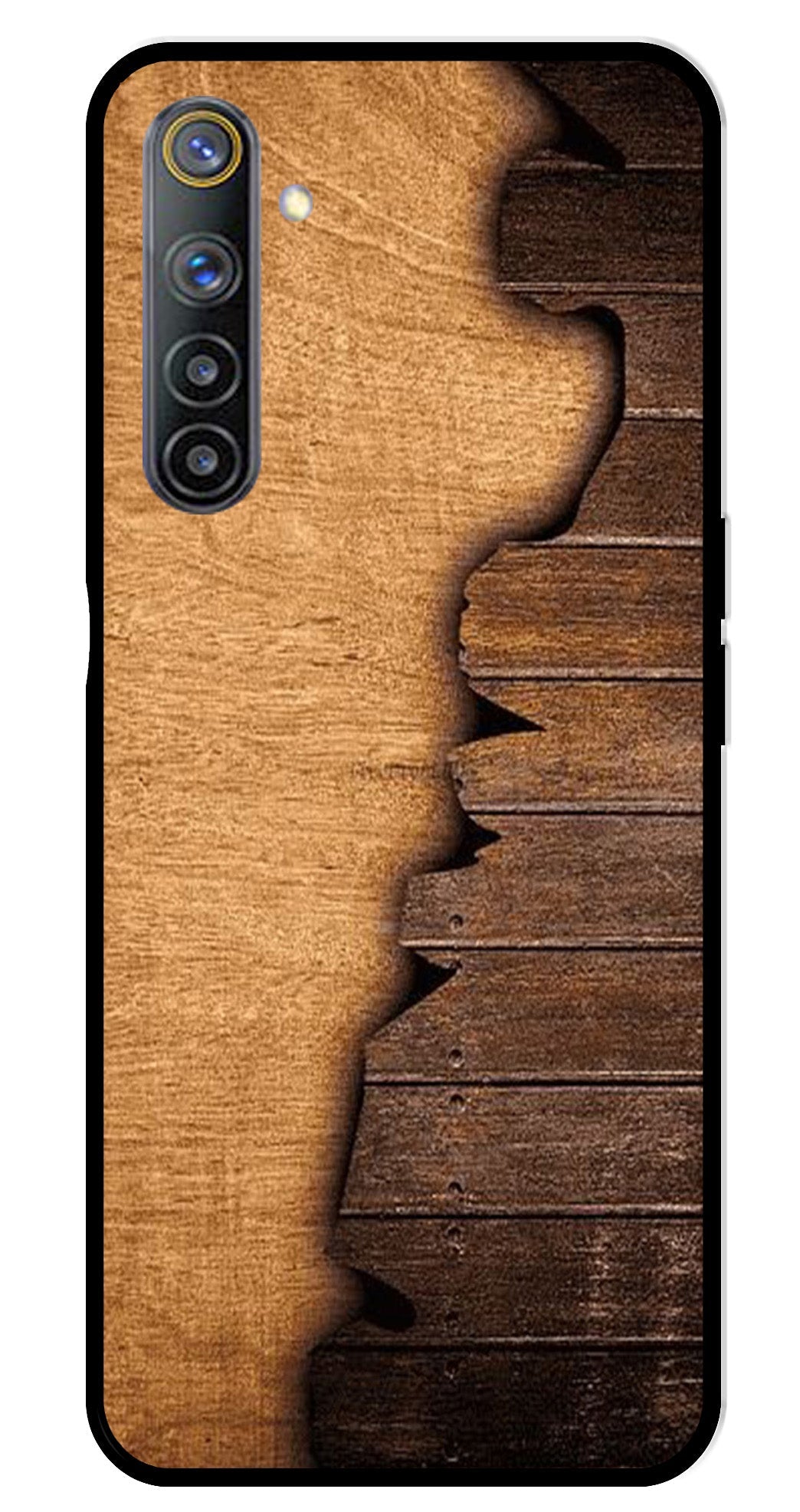 Wooden Design Metal Mobile Case for Realme 6   (Design No -13)