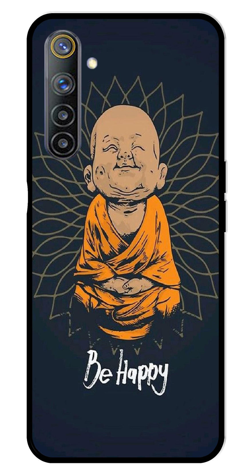 Be Happy Metal Mobile Case for Realme 6   (Design No -27)