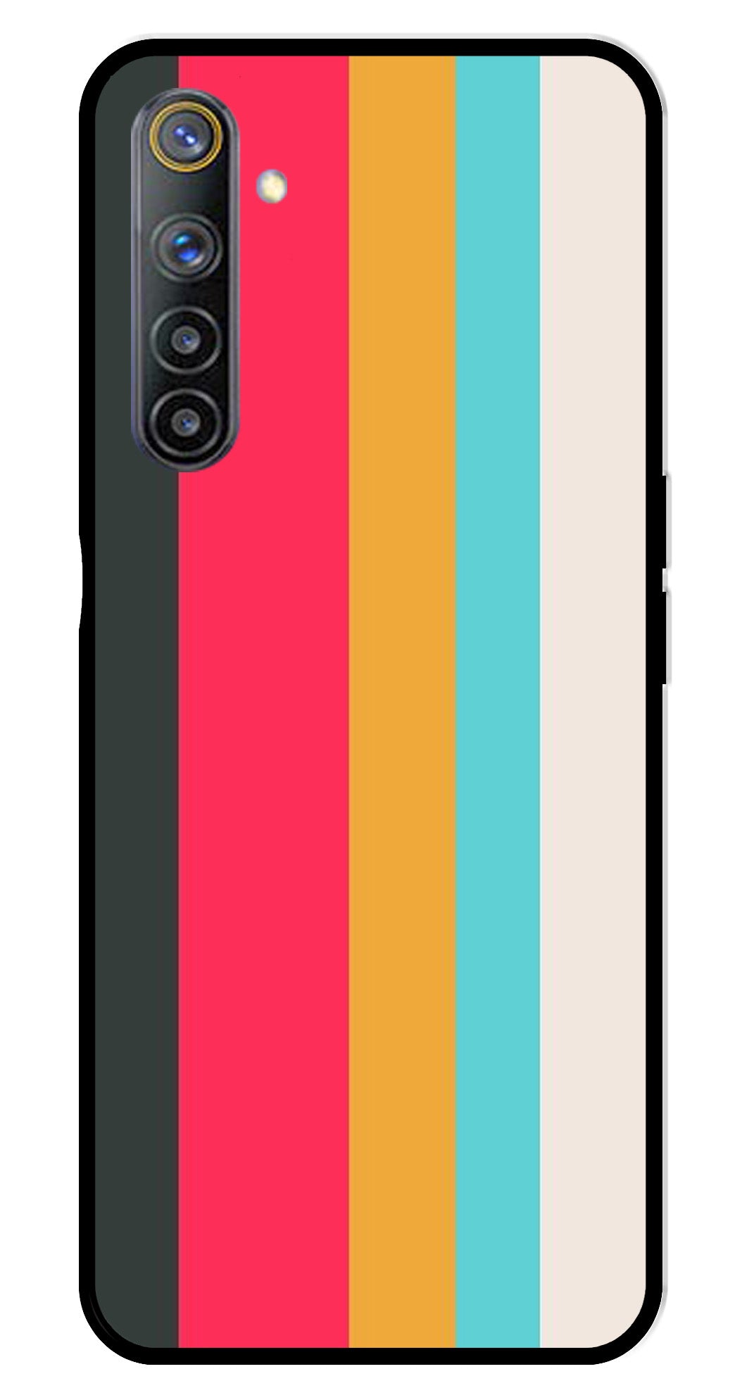 Muted Rainbow Metal Mobile Case for Realme 6   (Design No -31)