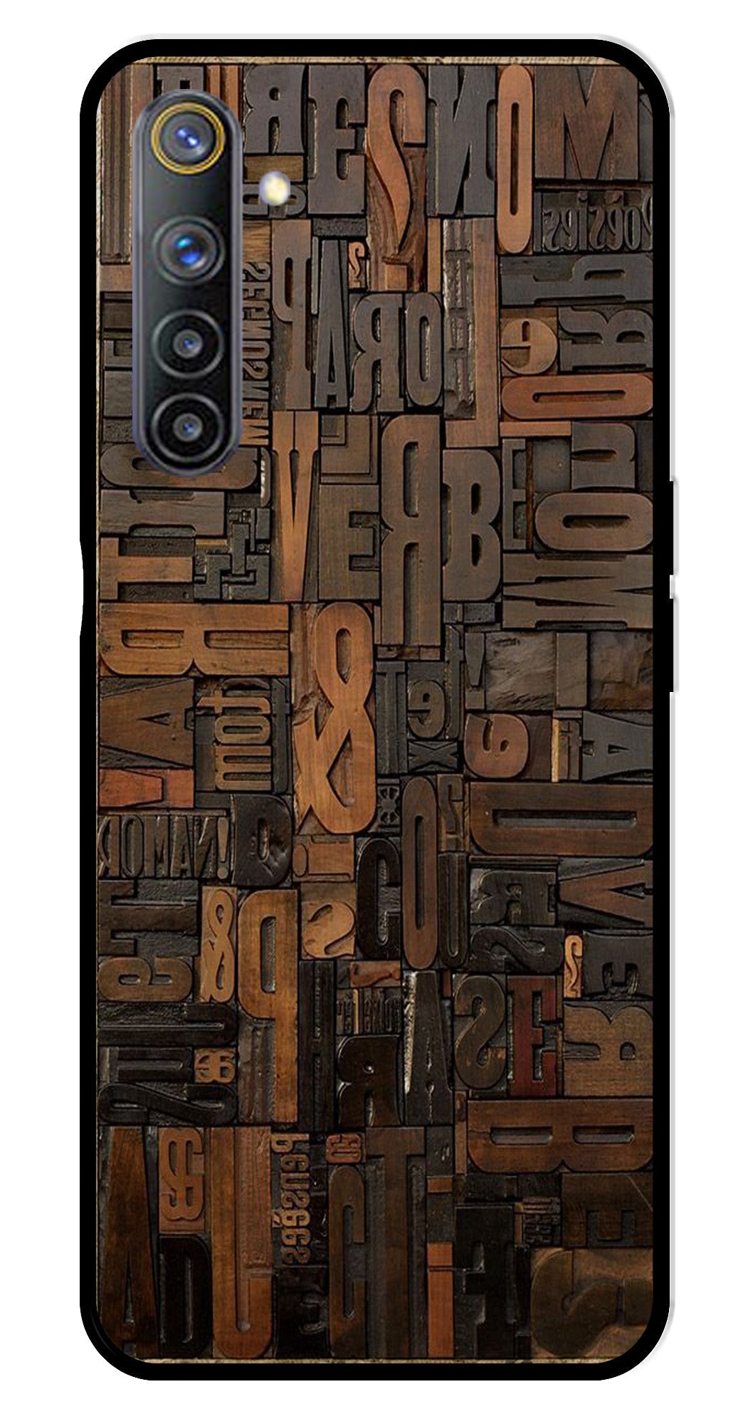 Alphabets Metal Mobile Case for Realme 6   (Design No -32)