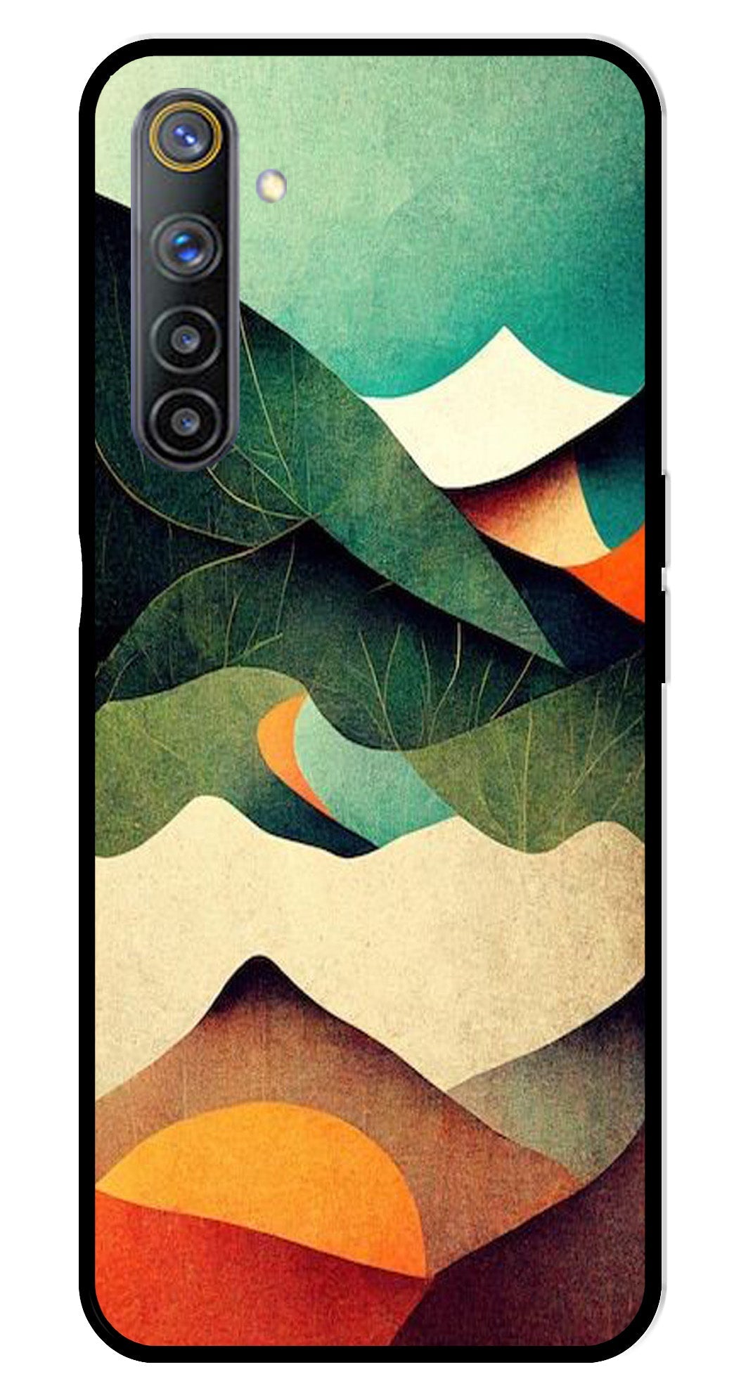 MultiColor Pattern Metal Mobile Case for Realme 6   (Design No -43)