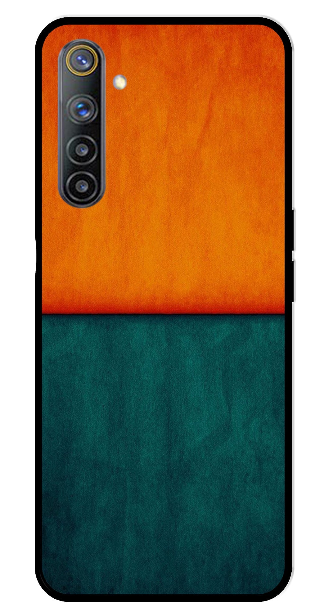 Orange Green Pattern Metal Mobile Case for Realme 6   (Design No -45)