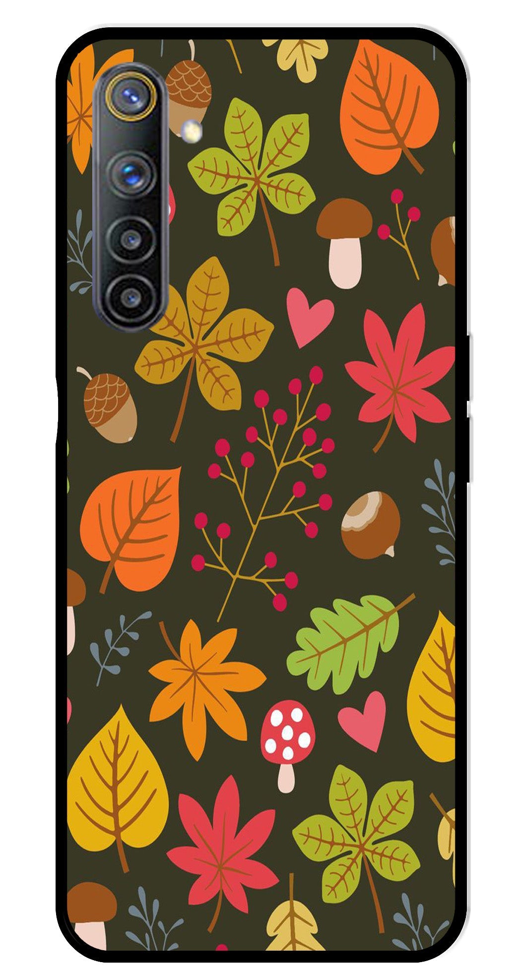 Leaves Design Metal Mobile Case for Realme 6   (Design No -51)