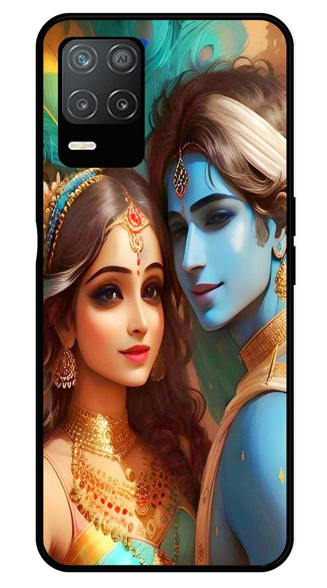 Lord Radha Krishna Metal Mobile Case for Realme Narzo 30 5G   (Design No -01)