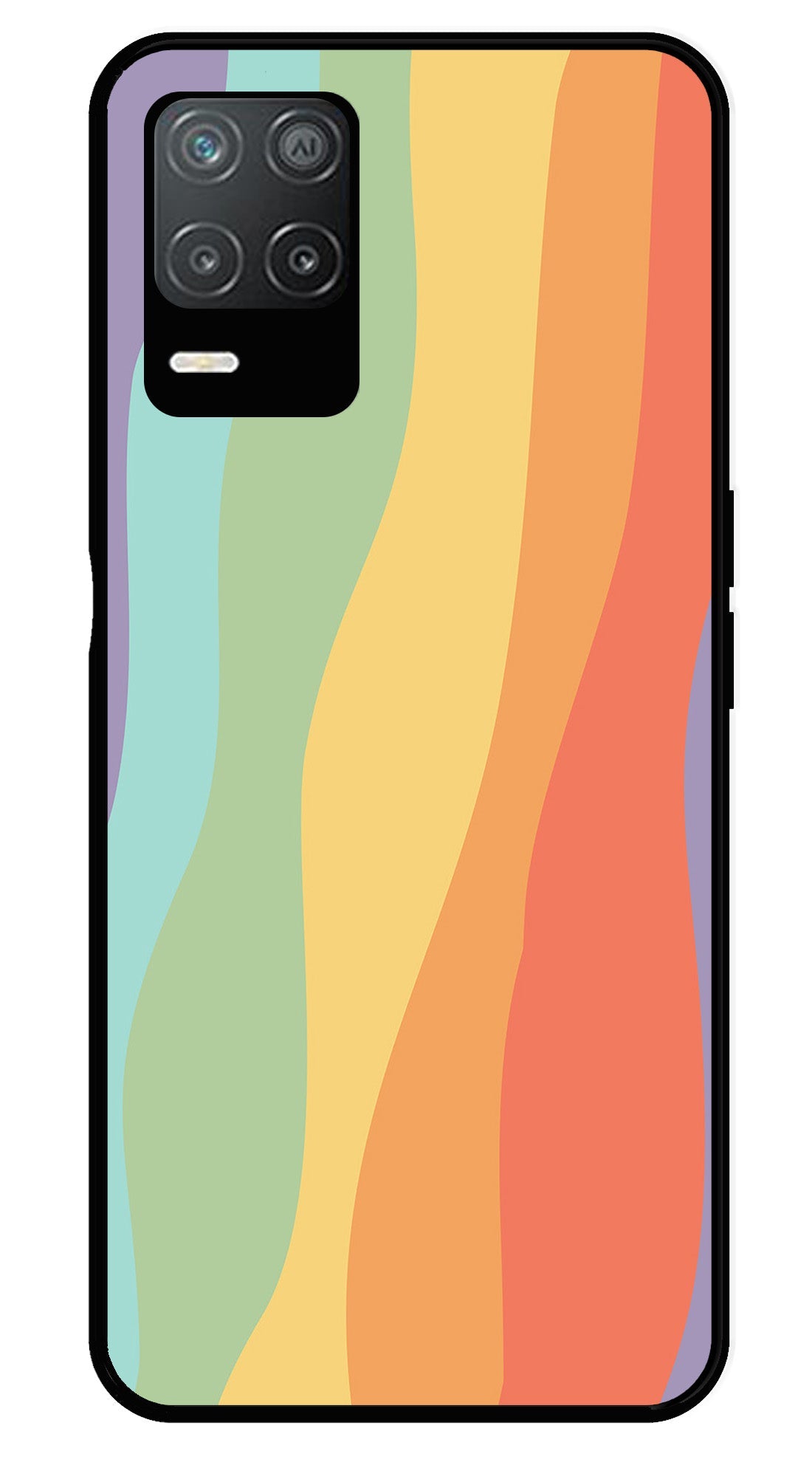 Muted Rainbow Metal Mobile Case for Realme Narzo 30 5G   (Design No -02)