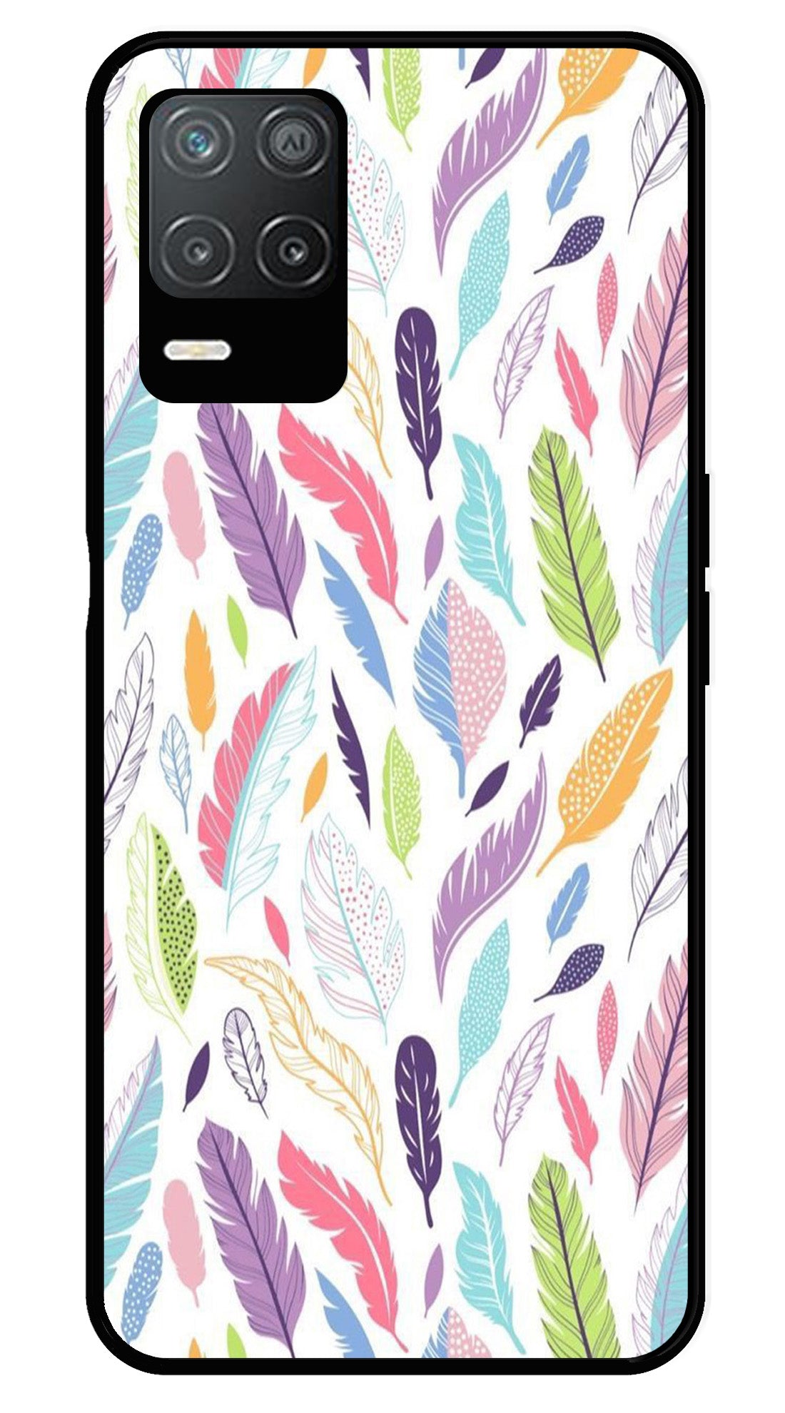 Colorful Feathers Metal Mobile Case for Realme Narzo 30 5G   (Design No -06)