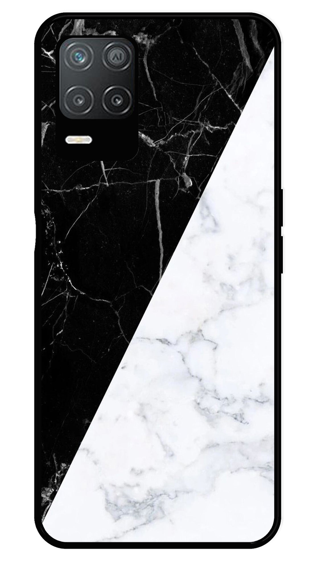 Black White Marble Design Metal Mobile Case for Realme Narzo 30 5G   (Design No -09)