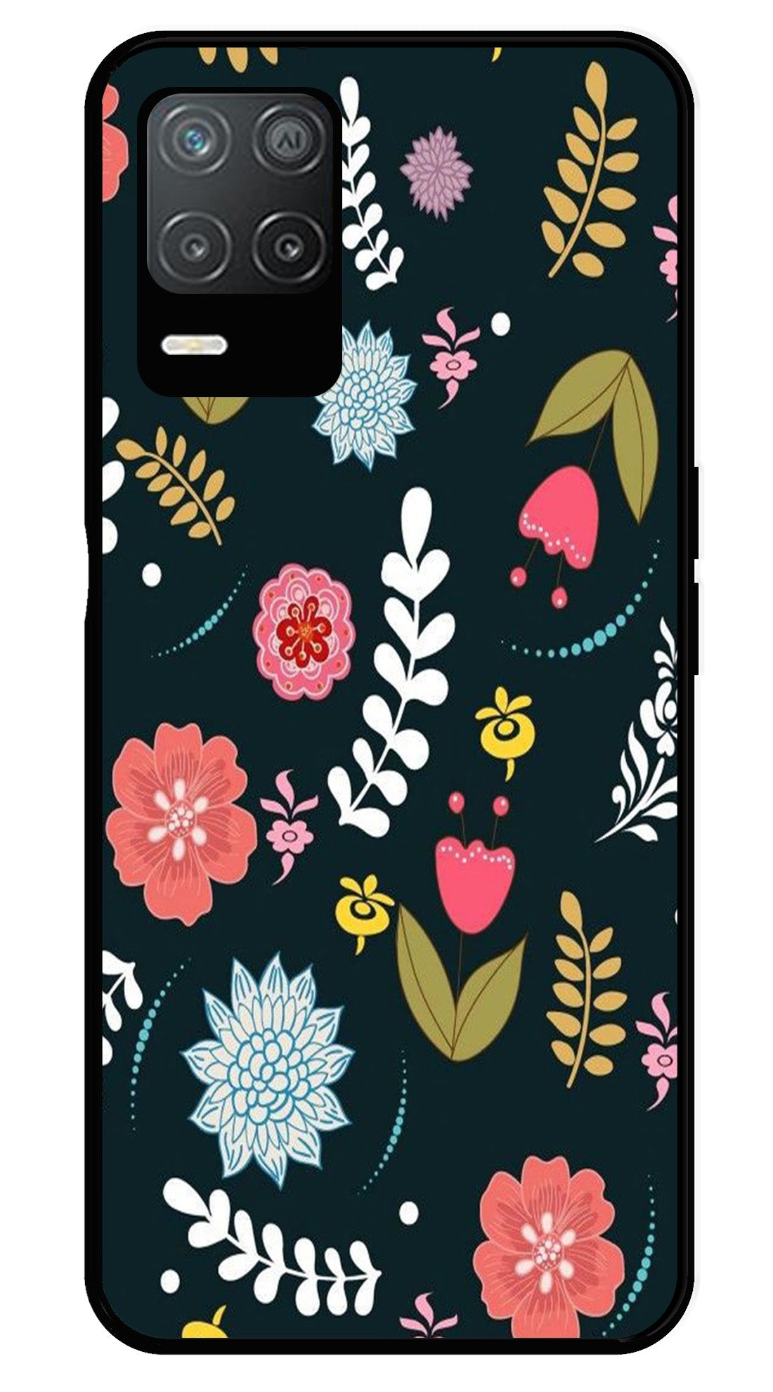 Floral Pattern2 Metal Mobile Case for Realme Narzo 30 5G   (Design No -12)