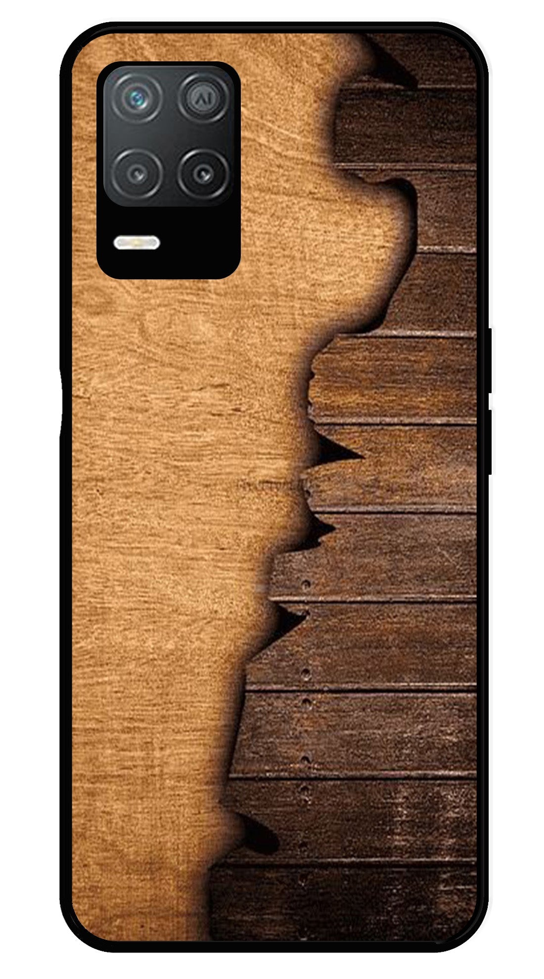 Wooden Design Metal Mobile Case for Realme Narzo 30 5G   (Design No -13)