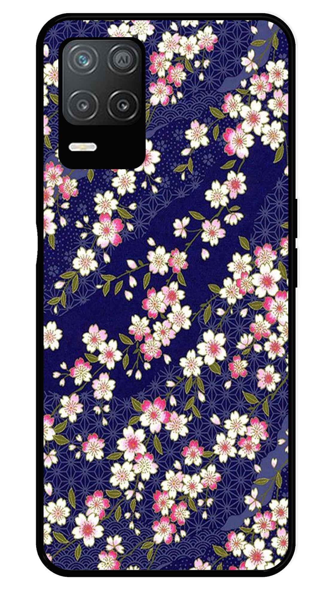 Flower Design Metal Mobile Case for Realme Narzo 30 5G   (Design No -25)