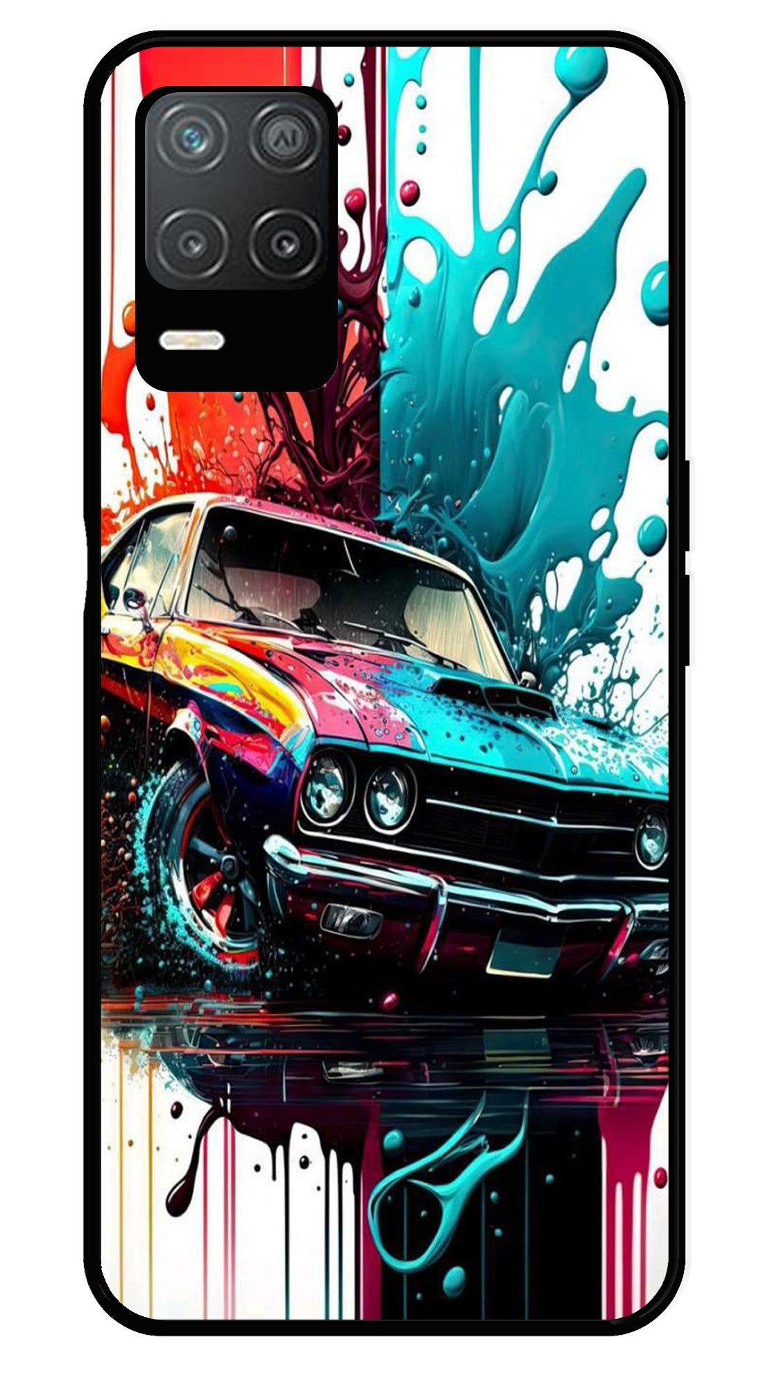 Vintage Car Metal Mobile Case for Realme Narzo 30 5G   (Design No -29)