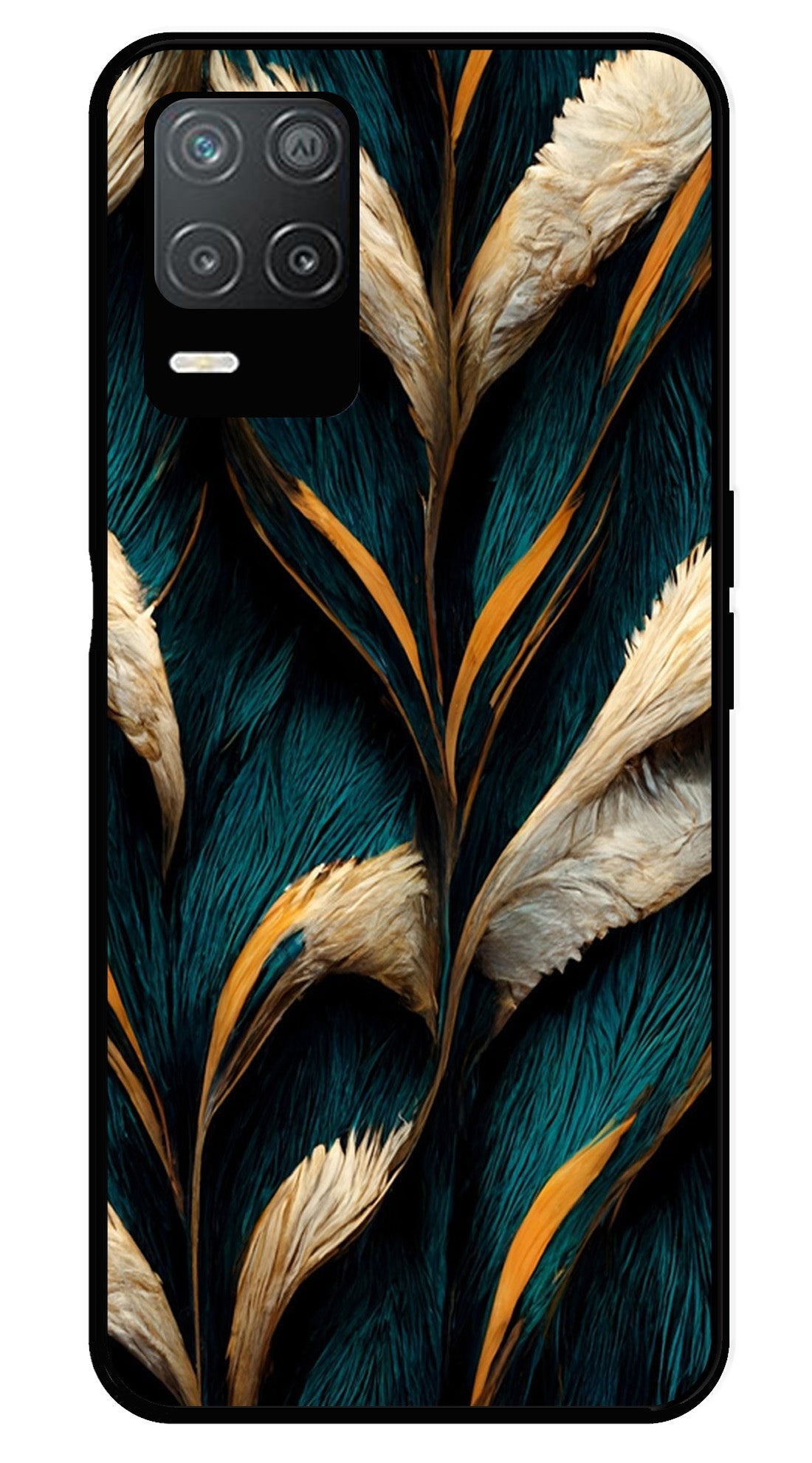 Feathers Metal Mobile Case for Realme Narzo 30 5G   (Design No -30)