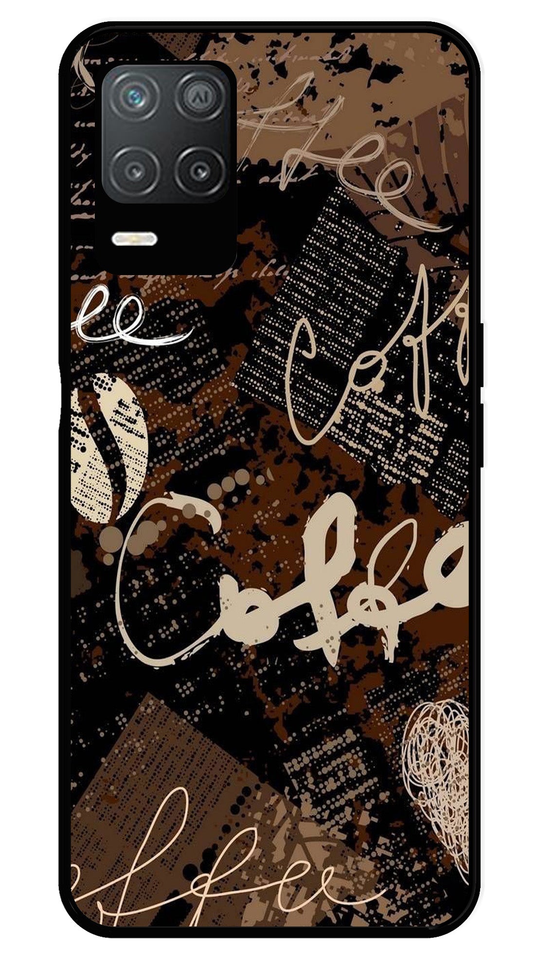 Coffee Pattern Metal Mobile Case for Realme Narzo 30 5G   (Design No -37)