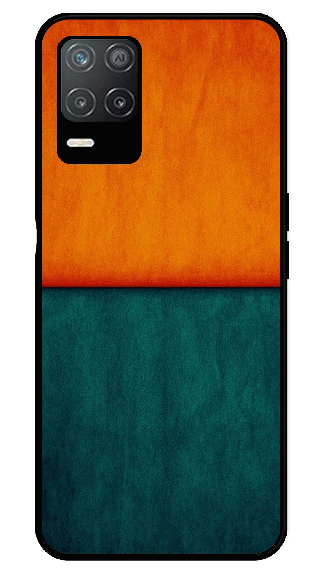 Orange Green Pattern Metal Mobile Case for Realme Narzo 30 5G   (Design No -45)