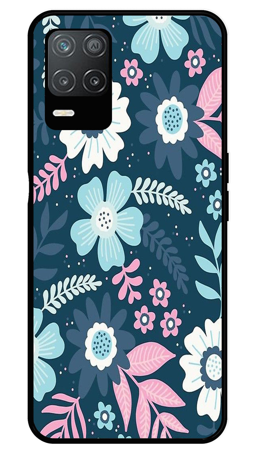 Flower Leaves Design Metal Mobile Case for Realme Narzo 30 5G   (Design No -50)