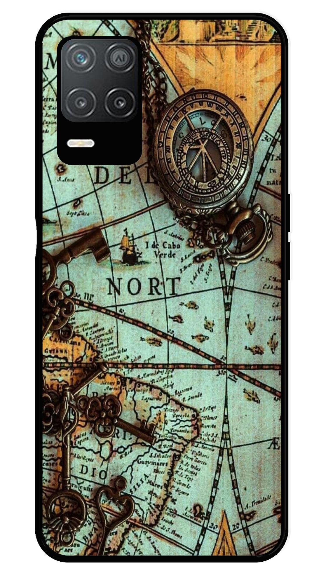 Map Design Metal Mobile Case for Realme Narzo 30 5G   (Design No -54)