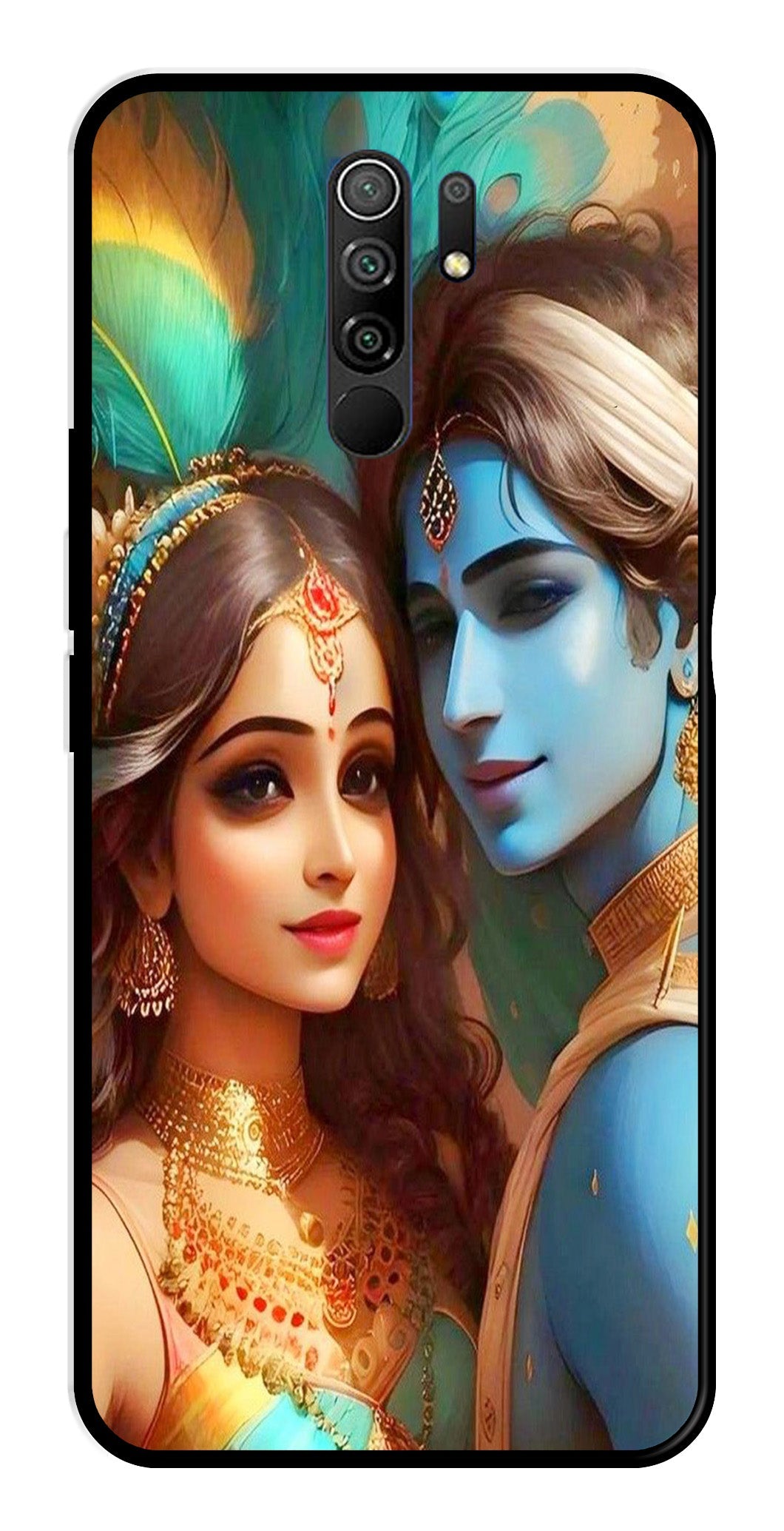 Lord Radha Krishna Metal Mobile Case for Redmi 9 Prime   (Design No -01)