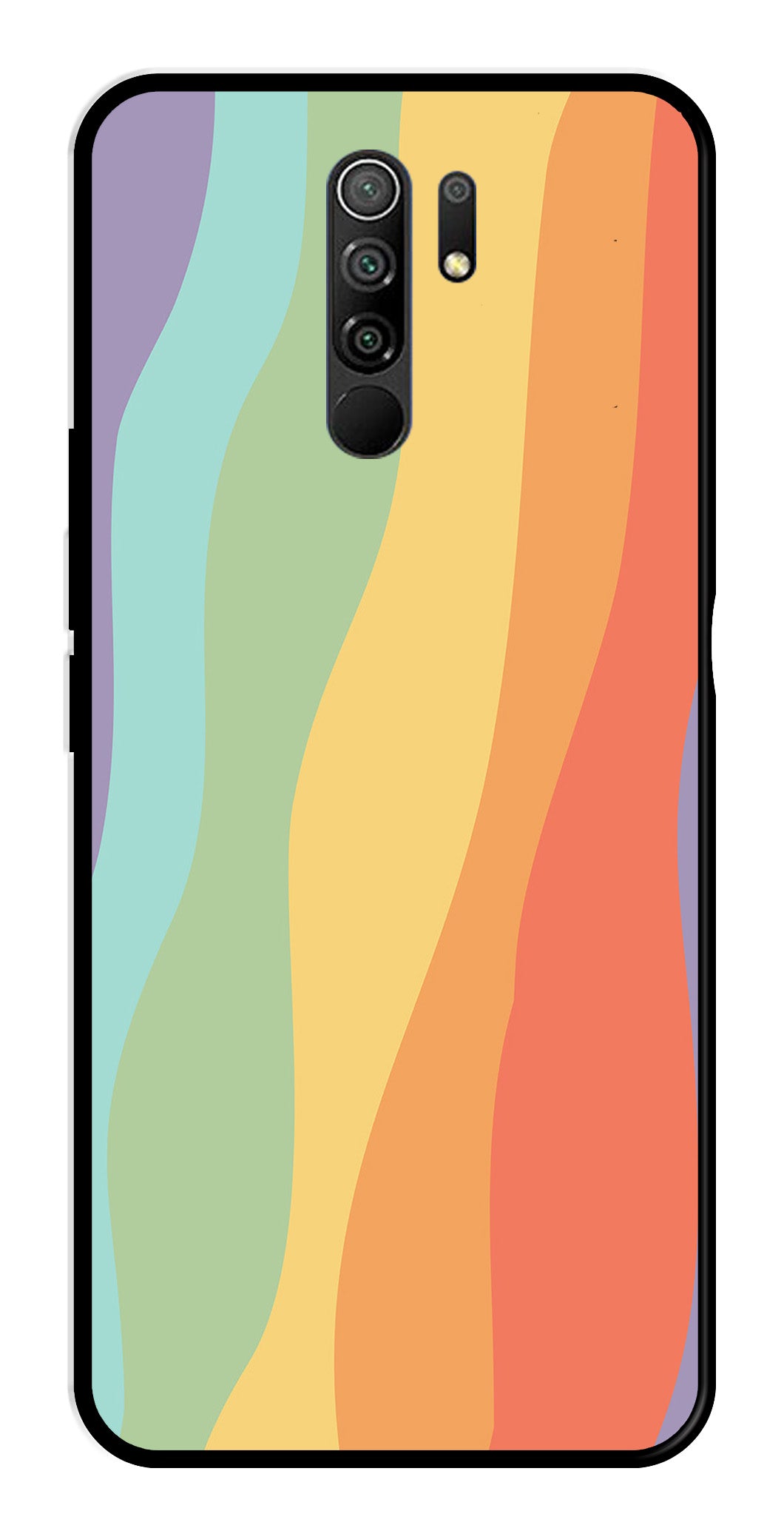 Muted Rainbow Metal Mobile Case for Redmi 9 Prime   (Design No -02)