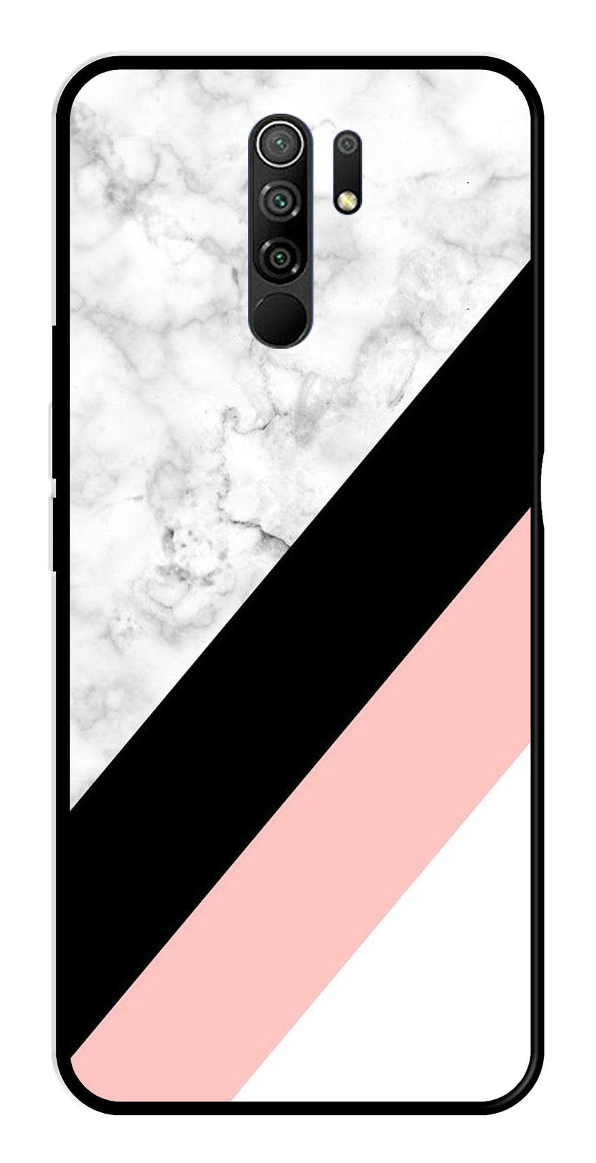 Marble Design Metal Mobile Case for Redmi 9 Prime   (Design No -24)