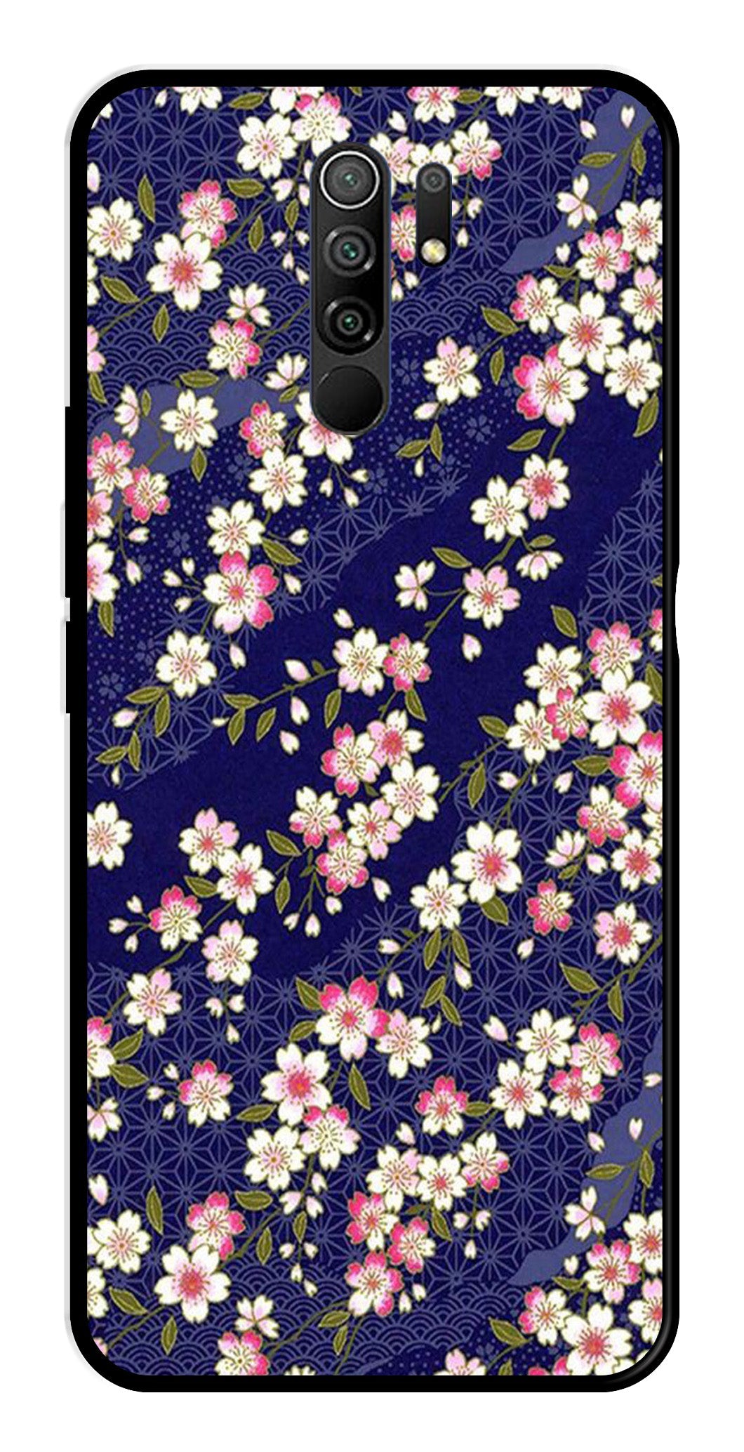 Flower Design Metal Mobile Case for Redmi 9 Prime   (Design No -25)