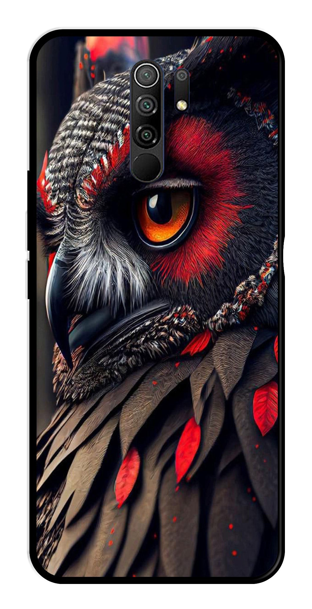 Owl Design Metal Mobile Case for Redmi 9 Prime   (Design No -26)