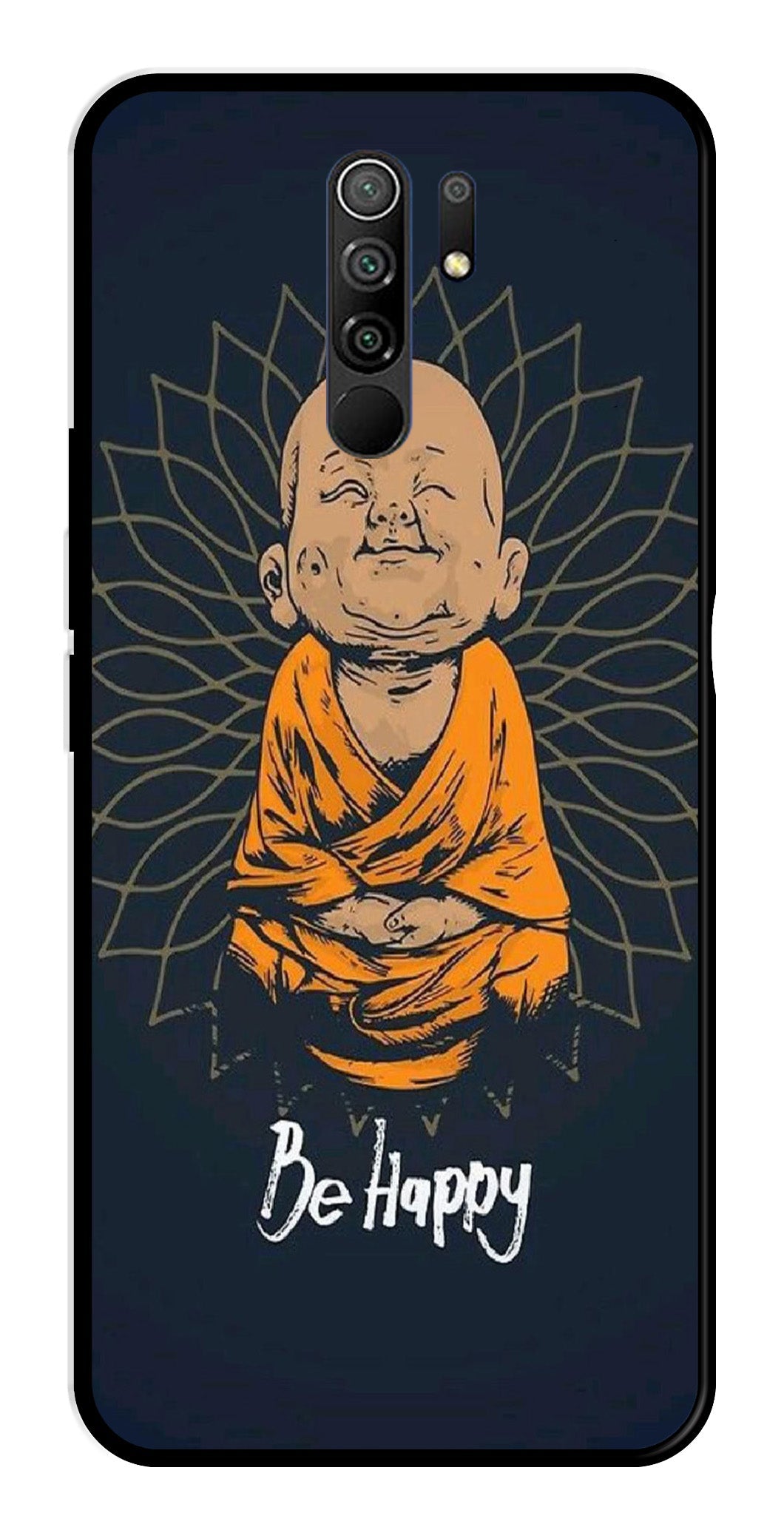 Be Happy Metal Mobile Case for Redmi 9 Prime   (Design No -27)