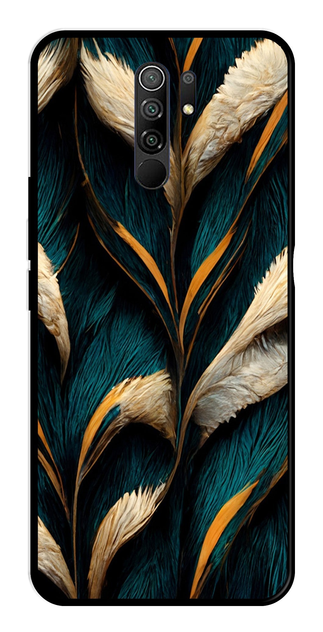 Feathers Metal Mobile Case for Redmi 9 Prime   (Design No -30)