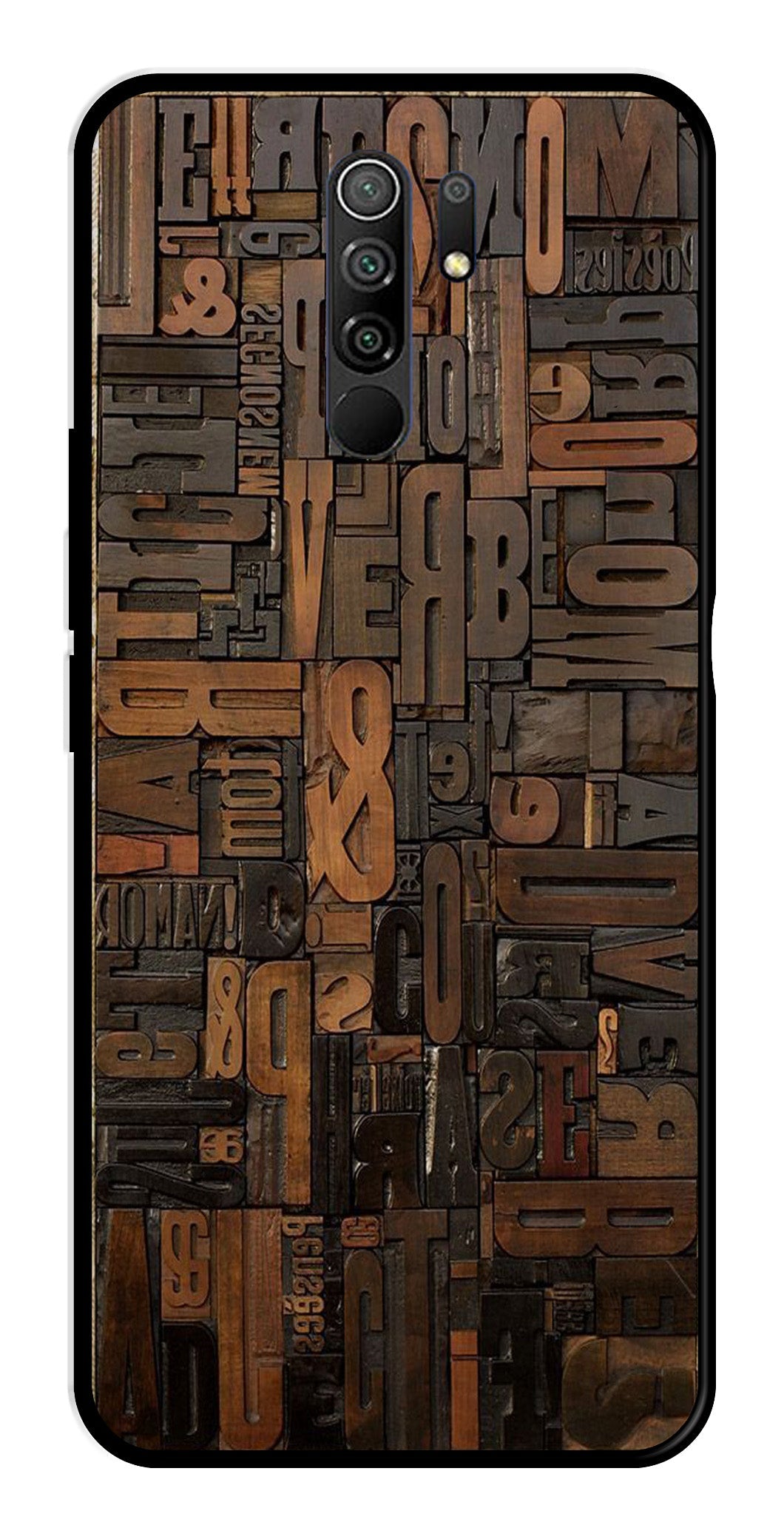 Alphabets Metal Mobile Case for Redmi 9 Prime   (Design No -32)