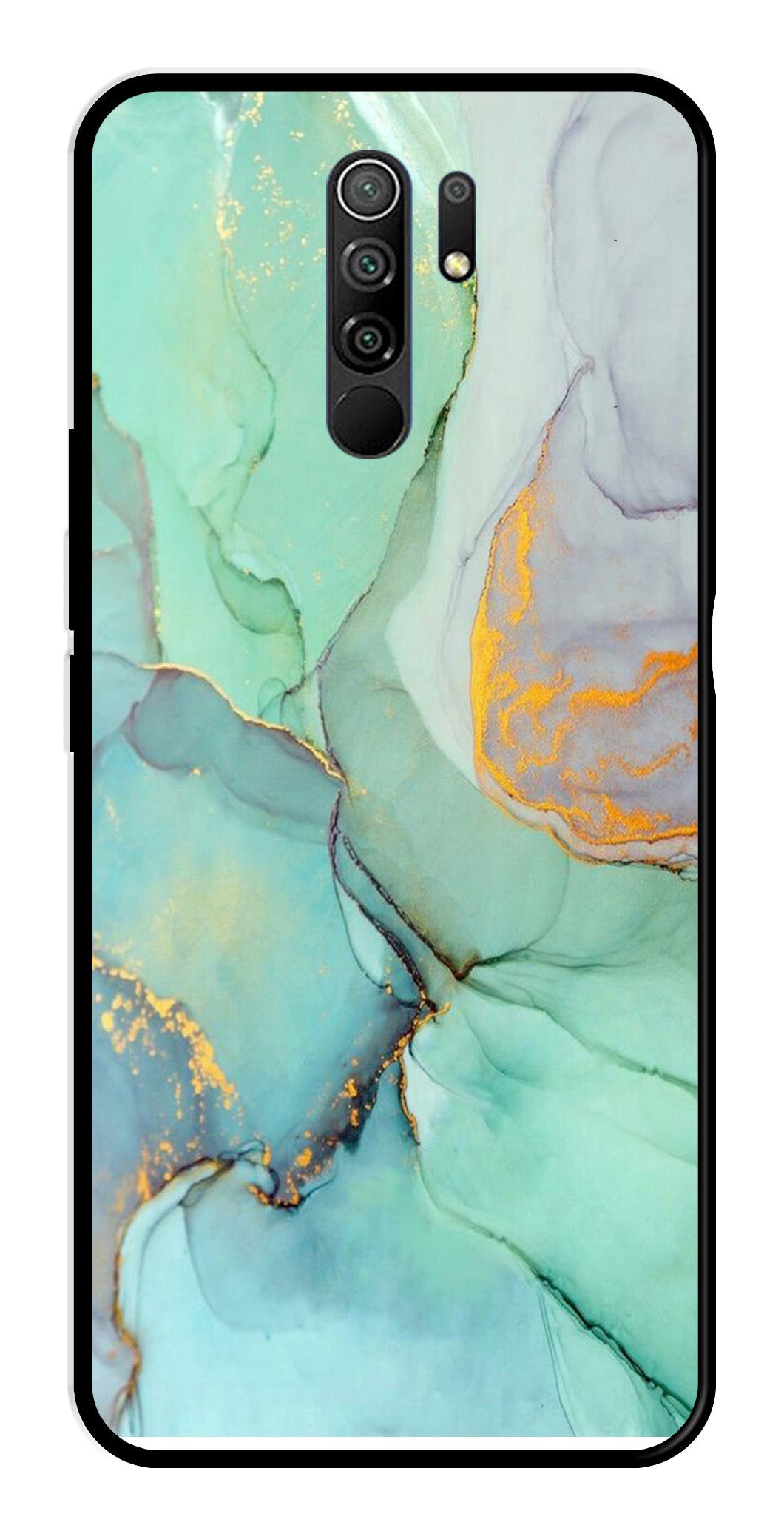 Marble Design Metal Mobile Case for Redmi 9 Prime   (Design No -46)