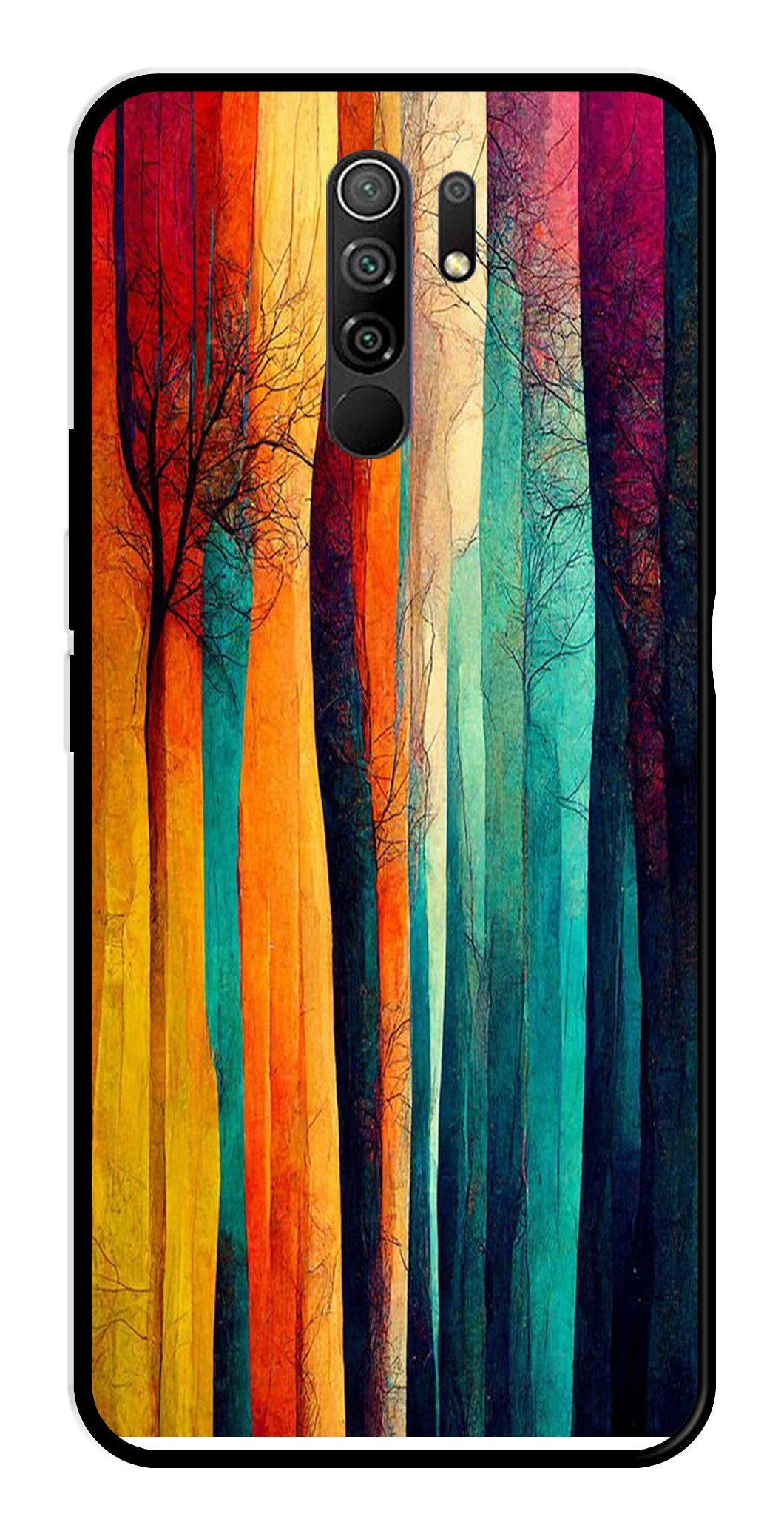 Modern Art Colorful Metal Mobile Case for Redmi 9 Prime   (Design No -47)