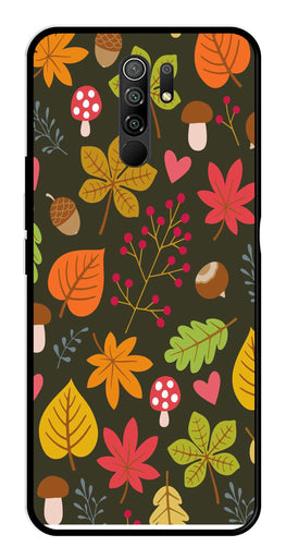 Leaves Design Metal Mobile Case for Redmi 9 Prime   (Design No -51)