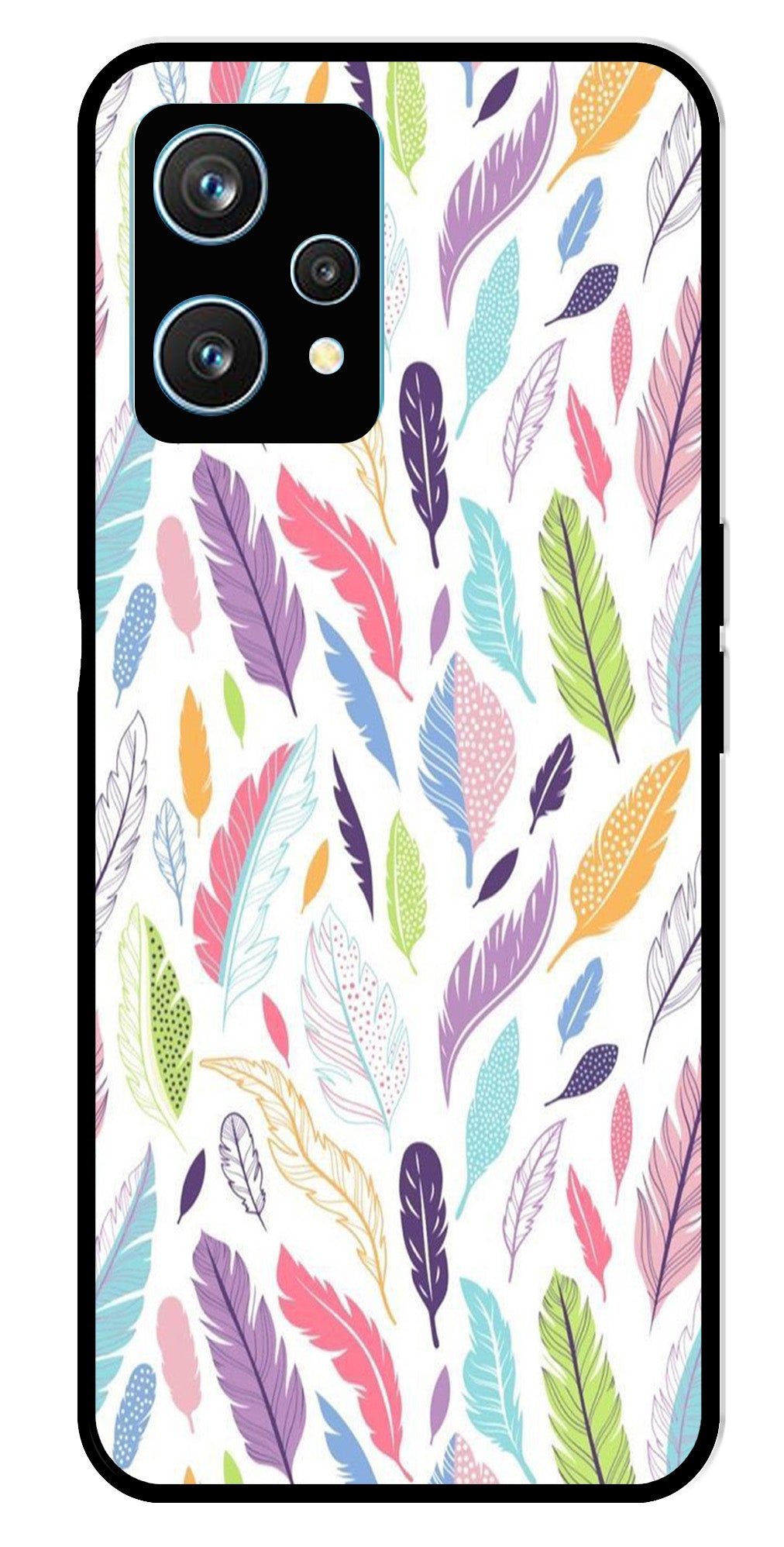 Colorful Feathers Metal Mobile Case for Realme 9 Pro Plus 5G   (Design No -06)