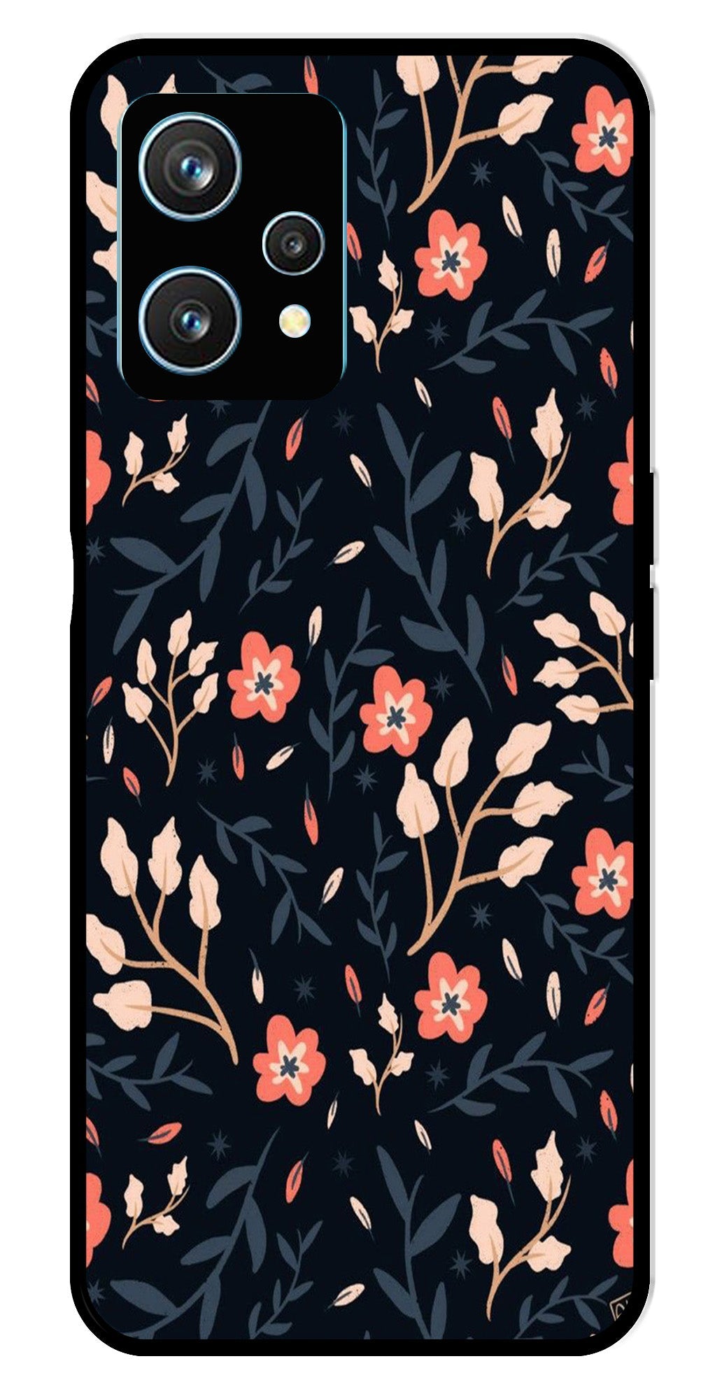 Floral Pattern Metal Mobile Case for Realme 9 Pro Plus 5G   (Design No -10)