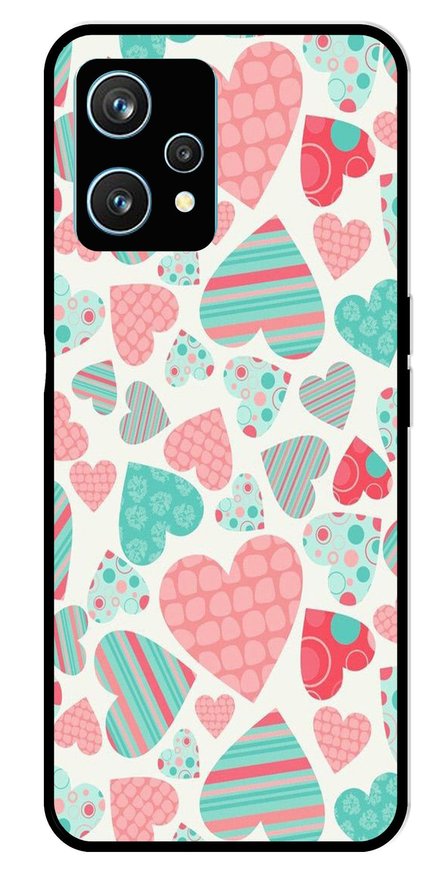 Hearts Pattern Metal Mobile Case for Realme 9 Pro Plus 5G   (Design No -22)