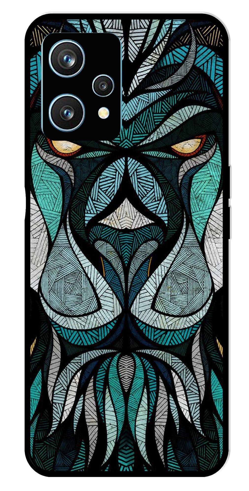 Lion Pattern Metal Mobile Case for Realme 9 Pro Plus 5G   (Design No -40)