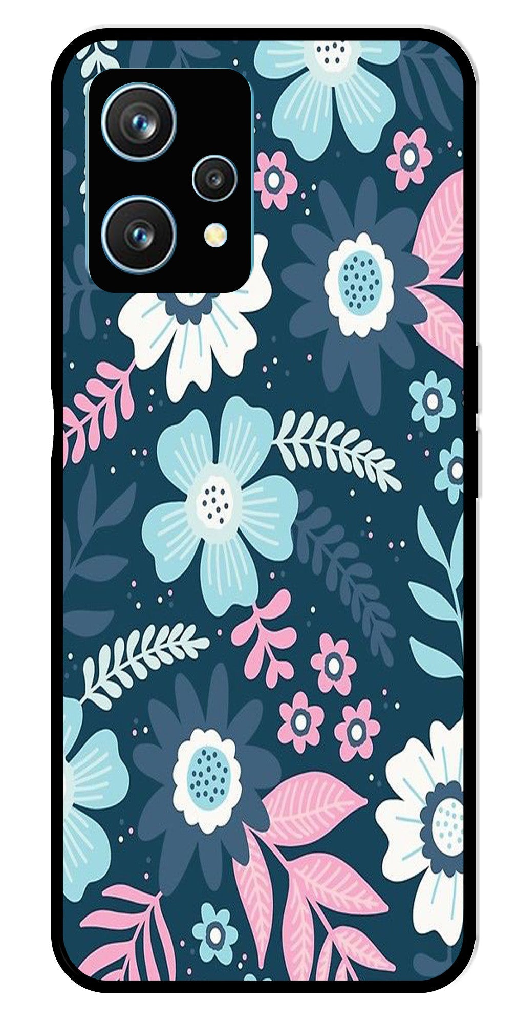 Flower Leaves Design Metal Mobile Case for Realme 9 Pro Plus 5G   (Design No -50)